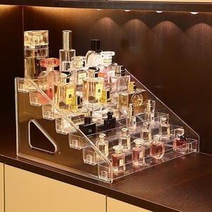 Acrylic Tiered Display Stand With Drawers Lipstick Storage Organizer Desktop <b>Makeup</b> Organizer Clear Plastic Multi Layer Rack - Product Image 4