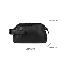 Pochette Homme en Cuir PU Style Minimaliste Fermeture Éclair Été Mode Affaires Décontracté Portable Cadeau