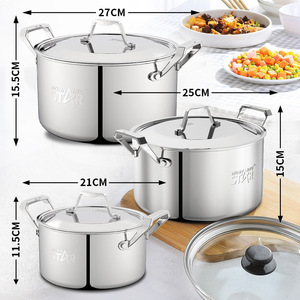 หม้อซุปสแตนเลส Winningstar 304 ชุด 3 ชิ้น หนาและทนทาน สำหรับใช้ในบ้าน - Product Image 2
