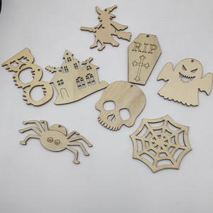 Watercolorful Halloween Artesaní<span class=keywords><strong>a</strong></span> de madera Etiquetas de madera ecológicas Graffiti Grabado Letreros de pared para fiestas navideñas Decoraciones de habitaciones - Product Image 5