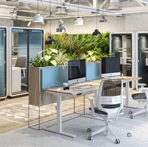 Bureau assis-debout électrique à double moteur, pieds à 3 niveaux, capacité de charge de 800 N, largeur contemporaine, extensible en bois - Product Image 6