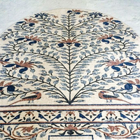 Mosaïque murale artisanale en marbre naturel, motif Arbre de Vie, médaillon en pierre pour décoration murale de hall d'entrée de luxe