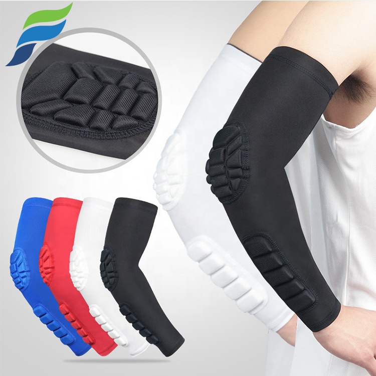 YETFUL Protetora Juventude Favo De Mel Acolchoado Basquete Compressão Anti Slip Braço Manga Cotovelo Suporte Pads Para Esportes