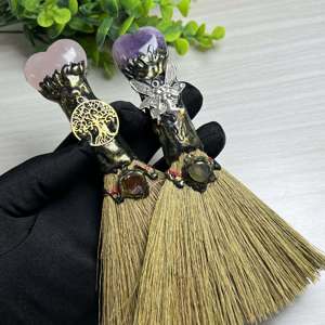Tinh thể tự nhiên hình trái tim chổi Halloween phù thủy ma thuật chổi trang trí mảnh cho quà tặng và trang trí nhà - Product Image 5