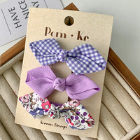 Grosir Set 3 Pcs Jepit Rambut Anak Korea Baru Buatan Tangan dari Kain, Aksesoris Jepit Rambut Pita untuk Anak Perempuan