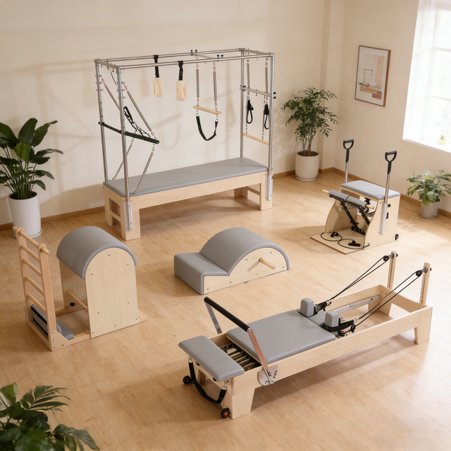 Solid Maple Wood Pilates Reformer Machine for Studio Training and Home Fitness Use