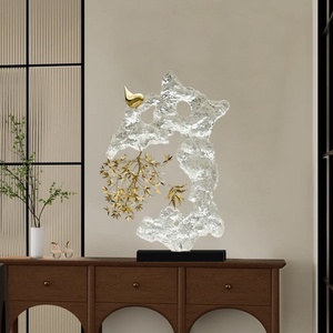 Escultura de Cristal Contemporánea con Arte Rupestre de Taihu, Adorno de Resina para Decoración de Interiores de Lujo - Product Image 2