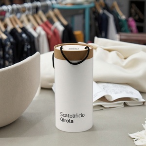 Recyclable Elegant Custom Logo White Cardboard Paper Tube Packaging with Rope for Clothing <b>Garments</b> Pants Shirts Storage - Product Image 1