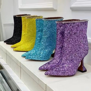 Bling Sequin Fashion Stivale Donna Sepatu Wanita <b>Booties</b> Shoes Lady High Heel Midi Boots Women - Product Image 3