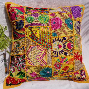 Vente en gros de taies d'oreiller en coton indien <span class=keywords><strong>vintage</strong></span> faites à la main, style ethnique exotique, <span class=keywords><strong>patchwork</strong></span>, coussin carré doux - Product Image 2