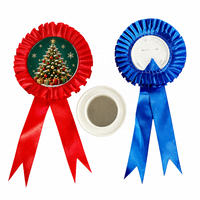 Op maat gemaakte Kerst digitale print rosette award lint badge 75 mm gepersonaliseerde metalen & plastic prijsmedaille voor feesten en evenementen
