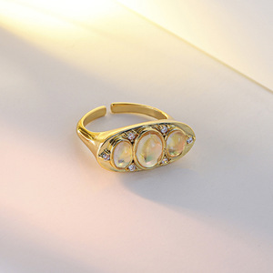 Minimalist Sparkling Stone Open <b>Ring</b> <b>Adjustable</b> Statement Finger <b>Ring</b> for Women - Product Image 4
