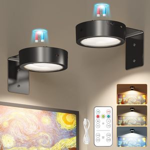 Luz de imagen regulable con batería negra con control remoto 3 modos de iluminación Pantalla de pared de arte magnético Lámparas de pared magnéticas Temporizador - Product Image 1