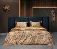 Ensemble de literie 100% soie de mûrier, 4 pièces, housse de couette en soie pure, ensemble de draps avec 2 taies d'oreiller, ensemble de linge de lit taille King Queen