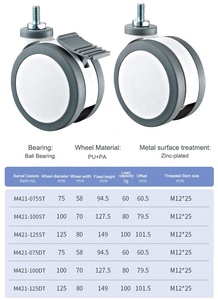 Ruedas Para Camas De 75mm 100mm 125mm 3/4/5 Inch Hospital Clinical Castor Equipment Bed Medical <strong>Caster</strong> Wheel Castor For Hospital