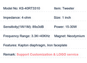 Loa <span class=keywords><strong>tweeter</strong></span> <span class=keywords><strong>ribbon</strong></span> <span class=keywords><strong>AMT</strong></span> mini 15W 89dB Neodymium OEM ODM, biến áp chuyển động không khí - Product Image 6