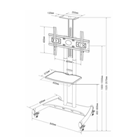 Support TV mobile robuste avec rotation à 360° °    Étagères AV à double niveau avec roulettes silencieuses et support réglable en hauteur pour écrans de 32 à 70 pouces
