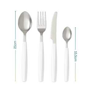 Set di posate in acciaio inossidabile da 24 pezzi con manico in plastica, servizio per 6 persone, design retrò, lavabile - Product Image 2