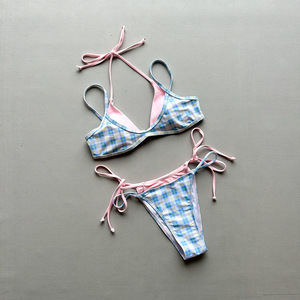 <span class=keywords><strong>JSN</strong></span> 2026 Conjunto de Bikini de Dos Piezas con Tanga, Diseño Moderno y Sexy a Cuadros para Mujer, Cintura Baja, Espalda Descubierta, Traje de Baño, Ropa de Playa - Product Image 6