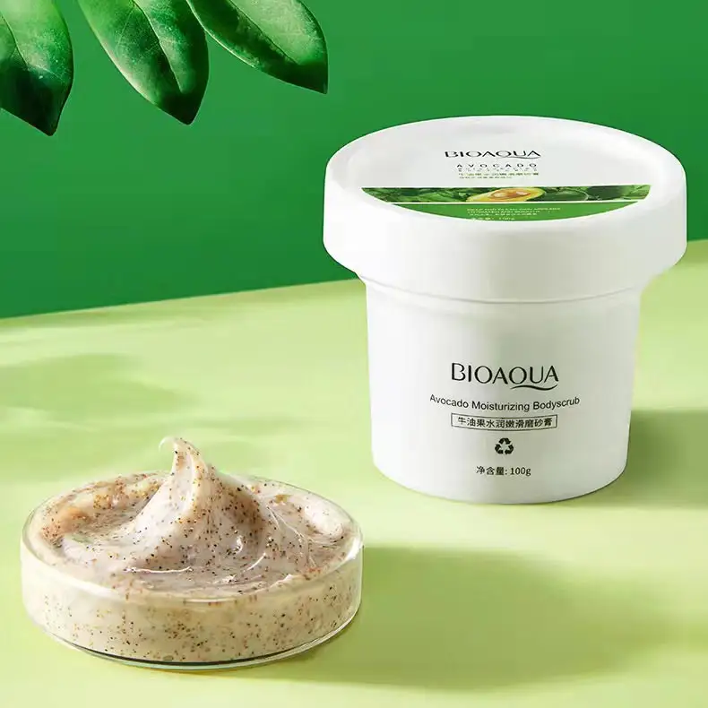 Scrub Badan Pelembap Alpukat Oem, Scrub Pemutih Pelembap Eksfoliasi Kulit Halus Shea Butter Eksfoliasi