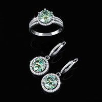 Conjunto de Joyería de Moissanita con Corte Ovalado Certificado por GRA para Mujer, Chapado en Oro de 22k, Plata de Ley 925, Joyería Fina para Boda y Compromiso