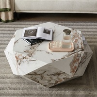 Table centrale en diamant de luxe, mobilier de salon moderne, plateau rond en marbre, Table basse en acier inoxydable pour la maison, l'hôtel