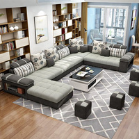 Ensemble Canapé de Salon Confortable en Tissu de Style Moderne 7 Places