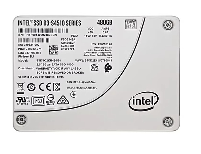Intel S4510 2.5 Inch 480GB SSD SSDSC2KB480G801 Enterprise Solid State Drive