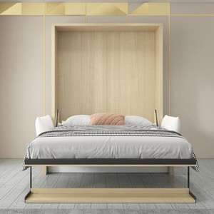 Modern <b>Queen</b>/King-<b>Size</b> Wooden Murphy <b>Bed</b> With Vertical Opening Metal Wall Hardware for Home Furniture Bedroom Joysource-b001 Hom - Product Image 3