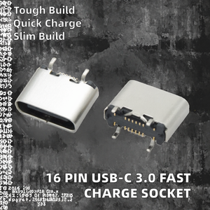 ช่องเสียบ USB Type C ตัวเมีย แบบสแตนเลส 16 พิน รองรับการชาร์จเร็ว 3A/5A แบบไม่มีการป้องกันสัญญาณรบกวน - Product Image 2