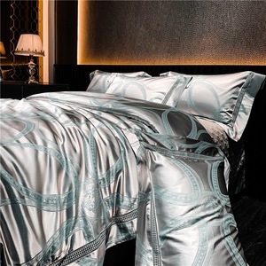 Sang Trọng Lụa + Bông Duvet Bìa Jacquard Bạc 4 Mảnh Thiết Kế Bán Buôn Comforter Bộ Đồ Giường - Product Image 6