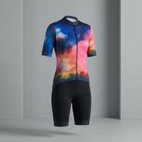 Traje de Ciclismo Transpirable con Logotipo Personalizado Unisex para Nebula, Jersey de Manga Corta con Cierre Completo, Pantalones Cortos Acolchados para Ciclismo de Carretera y MTB