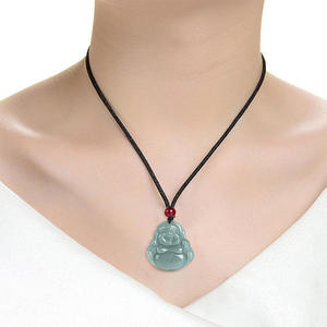 Colgante de Jadeíta Natural Azul Agua con Buda Guanyin, Estilo Chino UNISEX, Jade General al por Mayor GY68/FG68 - Product Image 4