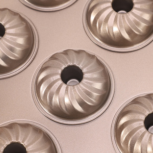 Non Stick Baking Mold 12 Cavity Windmill Donut Cake Pan Gold Color Oven Safe For Cake Making - Product Image 3