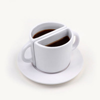 Tasse à café en céramique unique deux en un, tasse à latte blanche avec soucoupe