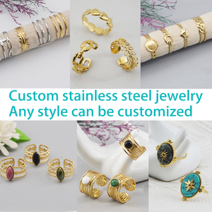 OEM &amp; ODM Custom Stainless Steel <strong>Ring</strong> Factory Wholesale Adjustable Opening <strong>Resizable</strong> with Natural Stone for Wedding Party Gift - Product Image 2