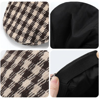 Béret en Tissu de Laine à Carreaux Style Japonais et Coréen, Chapeau Plat Rétro Chaud d'Hiver pour Femme, Mode Vintage, Sport, Fête, Ski, OEM