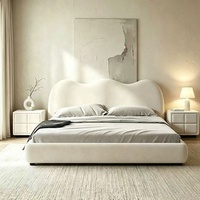 Lit douillet en tissu de coton rembourré, style français, amovible et lavable, taille Queen, pour usage domestique ou hôtelier, ensemble de lit moderne blanc à vendre