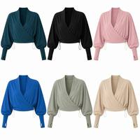 Veste enveloppante élégante pour femme, style poitrine échancrée, pour la gym, la course et l'entraînement, avec fermeture boutonnée, coupe ajustée, respirante, confortable et stylée, vêtement de sport extérieur