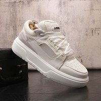 Chaussures pour hommes respirantes à lacets, bout rond, style coréen, motif à carreaux blancs, tige en cuir véritable, PU, sportives et tendance