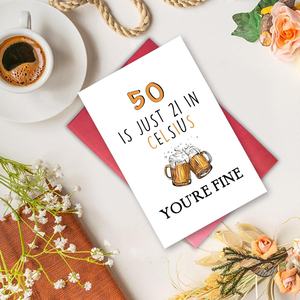 Tarjeta de Cumpleaños Número 50 para Hombre o Mujer, Tarjeta Humorística de 50 Años, Regalo de Cumpleaños con Mensaje Divertido para Él o Ella, Es Solo Celsius, Estás Genial - Product Image 3