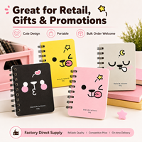 Mini Cuaderno Espiral con Diseño de Oso de Dibujos Animados, 4 Unidades, Negro, Amarillo, Rosa, Papel de Alta Calidad, Fabricante OEM ODM, Pedidos al Por Mayor