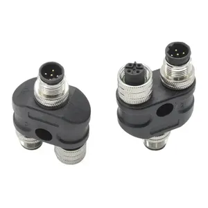 ขั้วต่อ M12 กันน้ำ รหัส B แบบ 5 ขา ตัวแยก Y 1 ตัวผู้ 1 ตัวผู้ และ 1 ตัวเมีย ผู้จัดจำหน่ายขั้วต่ออิเล็กทรอนิกส์ - Product Image 1