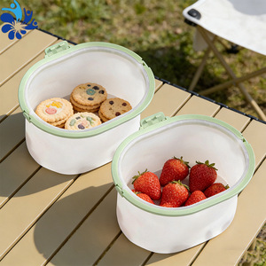 Silicone Food Storage Bags Mint Green <b>Large</b> Capacity Reusable Freezer <b>Safe</b> For Snacks And Fruits - Product Image 1