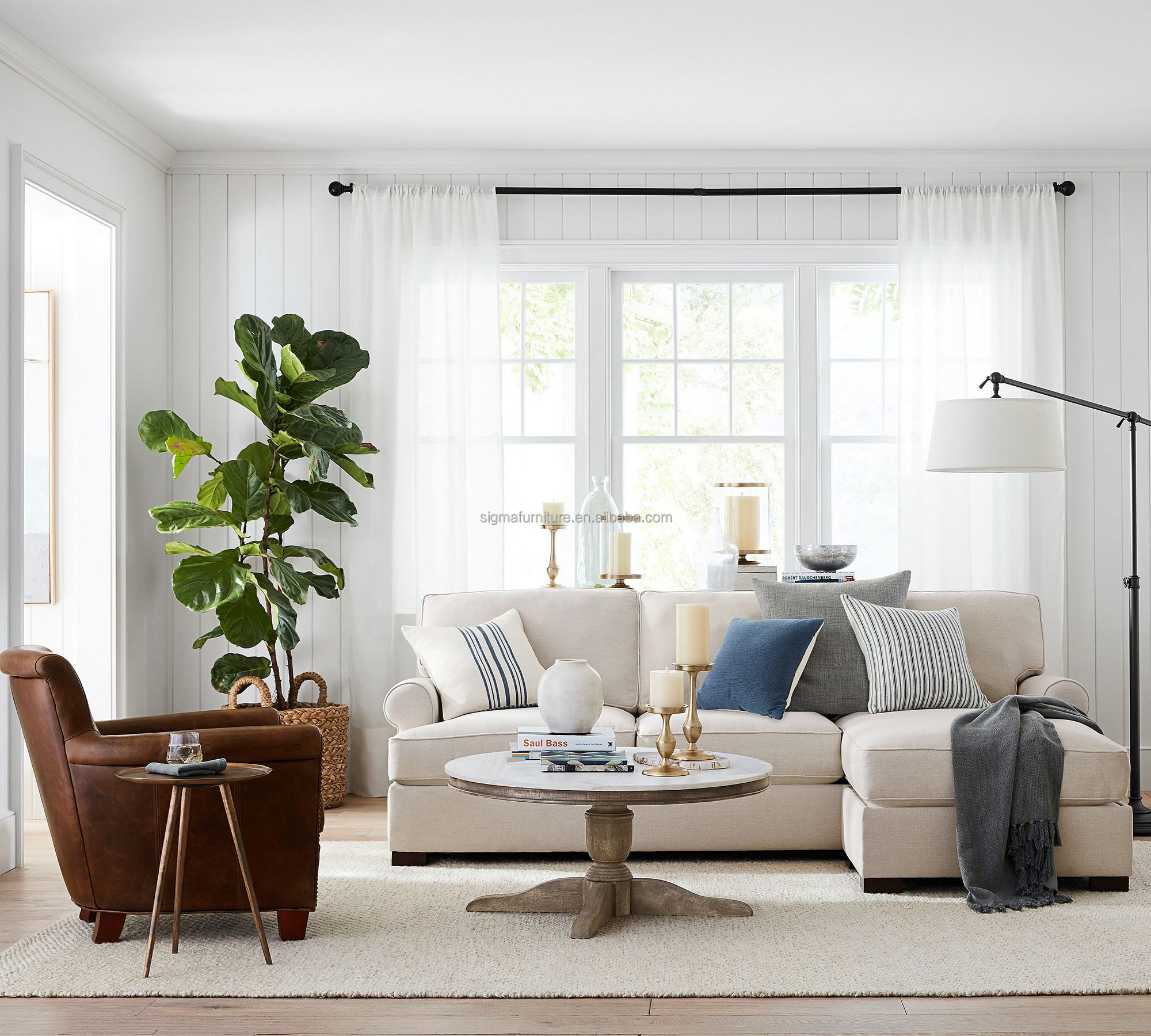 Popular modern complete vintage armchair for leather living room chaise high-end customization