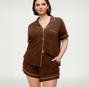 <span class=keywords><strong>Pigiama</strong></span> Estivo da <span class=keywords><strong>Donna</strong></span> Personalizzato di Alta Qualità in <span class=keywords><strong>Modal</strong></span>, Maniche Corte, Bottoni, 2 Pezzi, Taglie Forti, in Cotone Bambù - Product Image 2