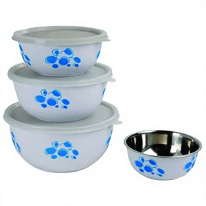Cuencos de almacenamiento blancos aptos para microondas de acero inoxidable en un juego de 4 piezas Cuenco de almacenamiento a precio mayorista - Product Image 1