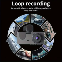 Kamera Dasbor 360 Derajat Berkualitas Tinggi Bersertifikat CE, Terpasang di Mobil, 3-CH Lensa, Perekam WiFi dengan Layar IPS Definisi Tinggi