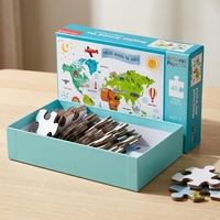 Venta al por mayor de fábrica: Rompecabezas educativo de papel troquelado de 48 piezas para niños, mapa del mundo de la Mezquita, laminado mate grueso, cartulina gris, OEM