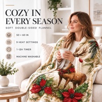 Couverture en flanelle polaire douce et chaude avec motif Père Noël et rennes, imprimée sur mesure, cadeau de Noël, vente en gros